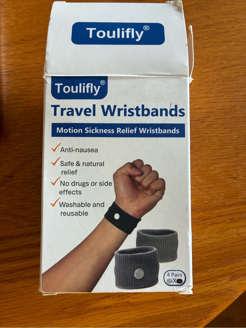 Toulify Travel Motion Sickness Wristbands - Black & Gray